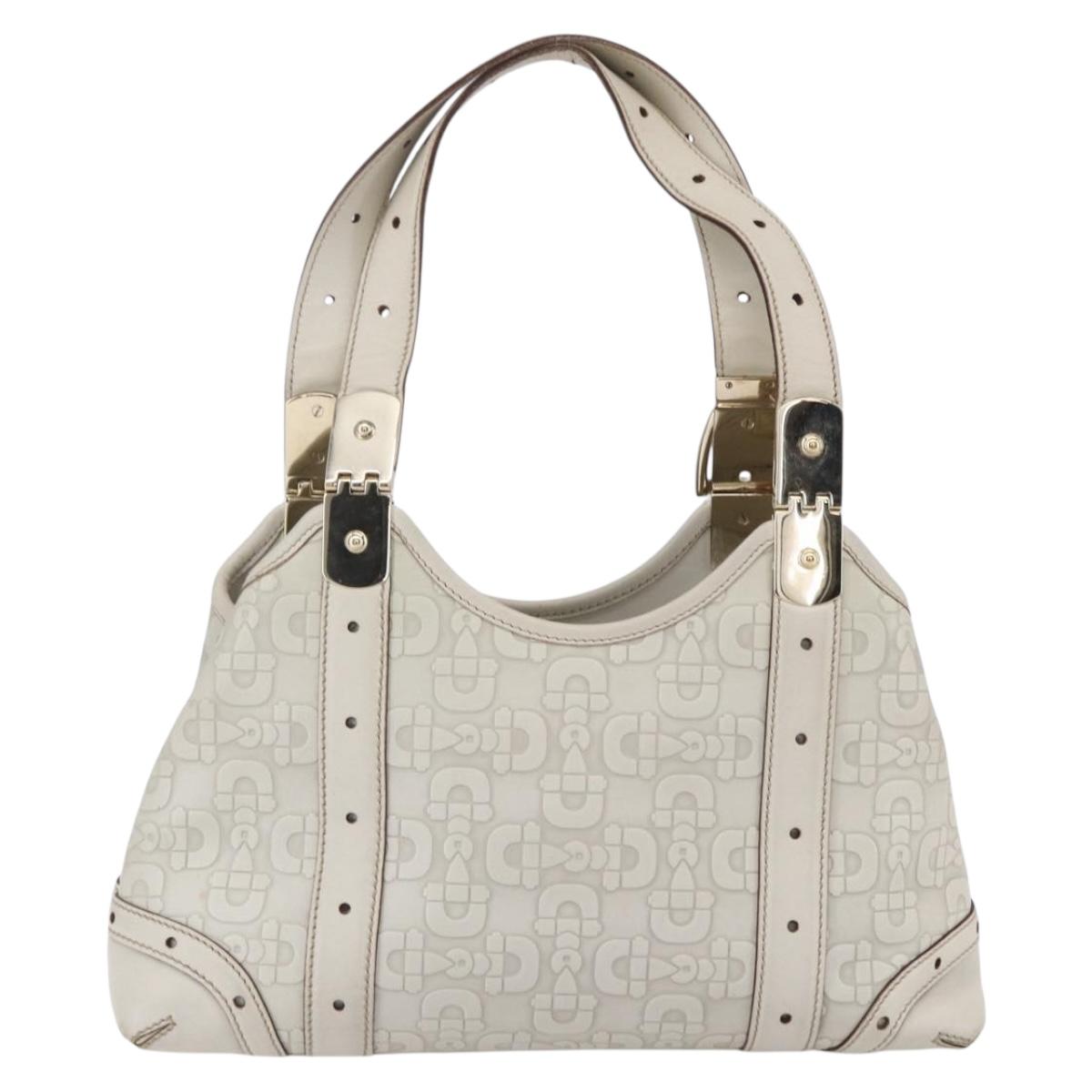 GUCCI Hand Bag Leather Ivory Gold 145761 Auth fm4957