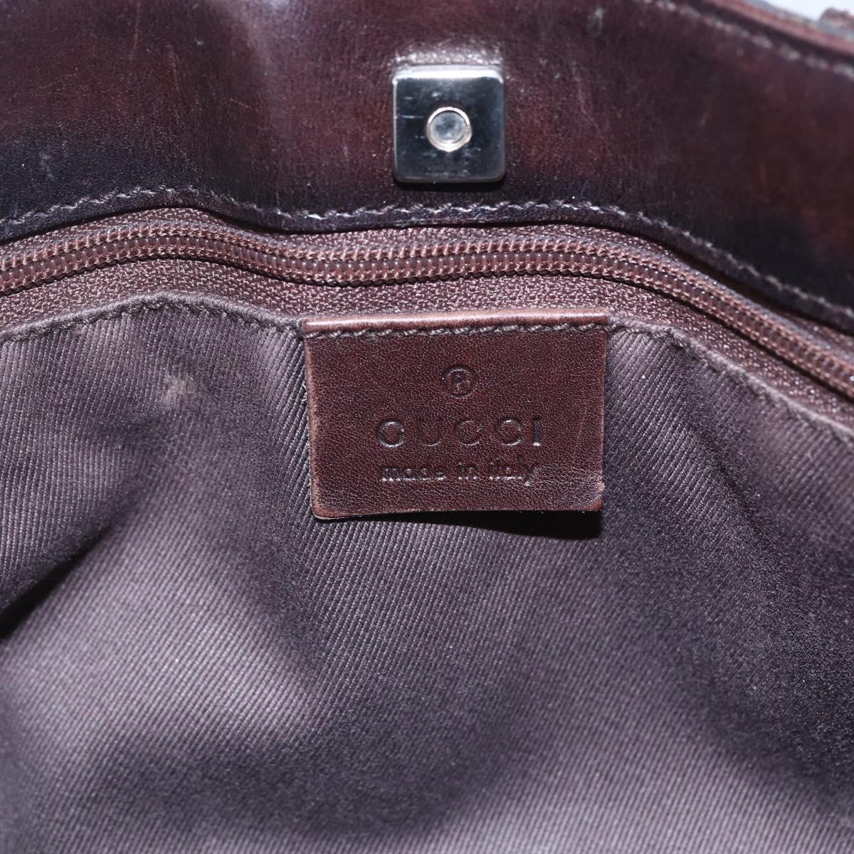 GUCCI GG Canvas Hand Bag Dark Brown Silver 73984 Auth fm4958