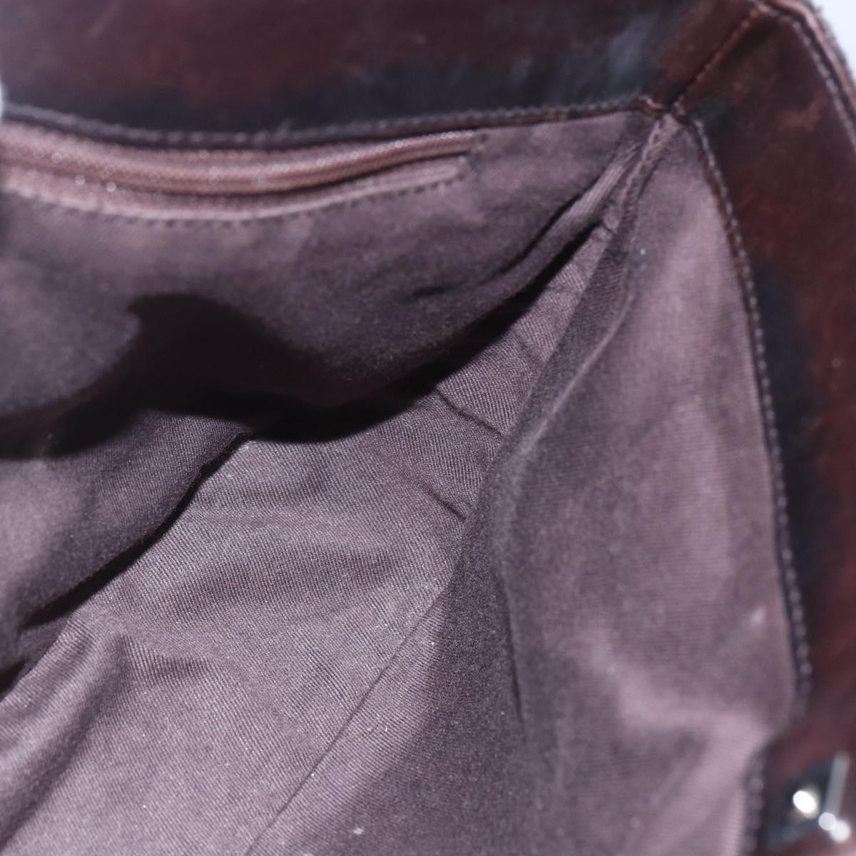 GUCCI GG Canvas Hand Bag Dark Brown Silver 73984 Auth fm4958