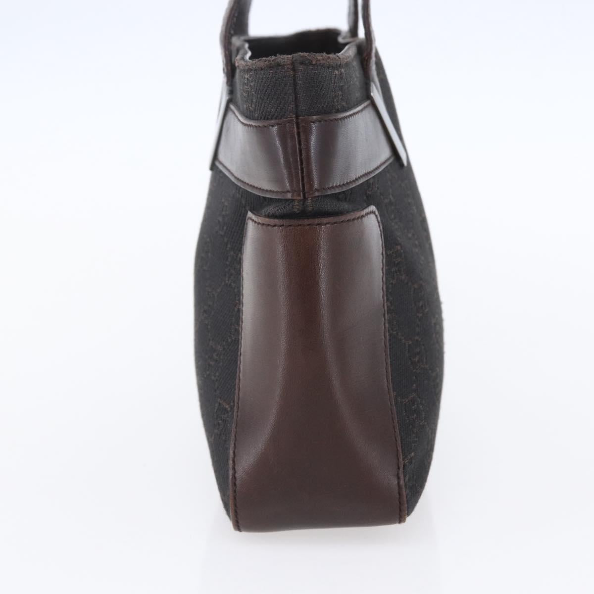 GUCCI GG Canvas Hand Bag Dark Brown Silver 73984 Auth fm4958