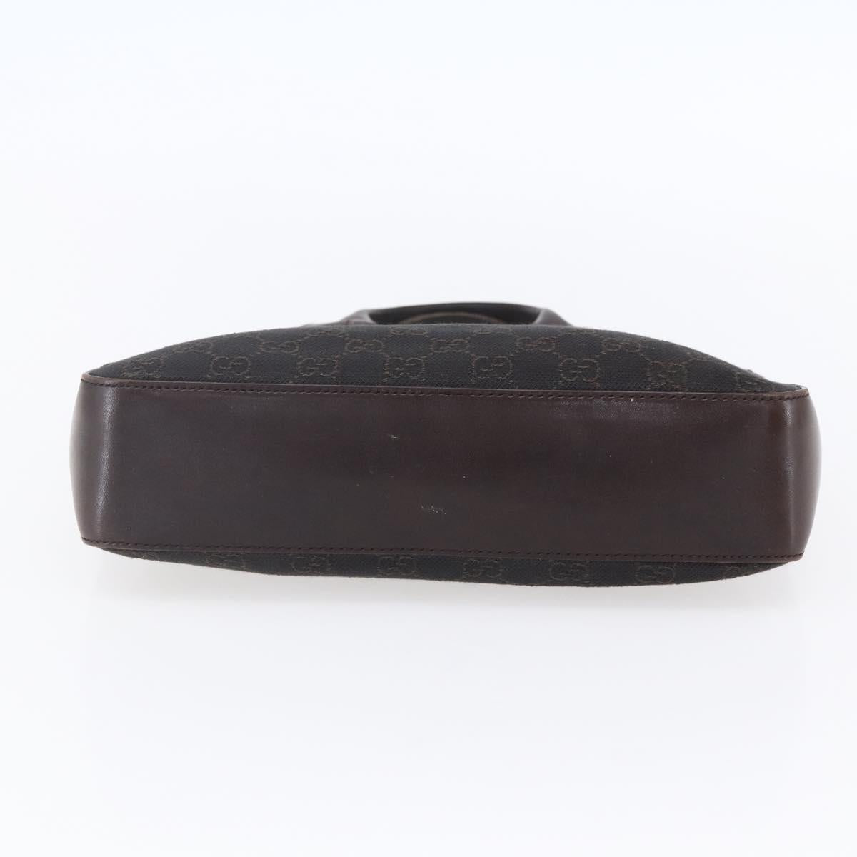 GUCCI GG Canvas Hand Bag Dark Brown Silver 73984 Auth fm4958