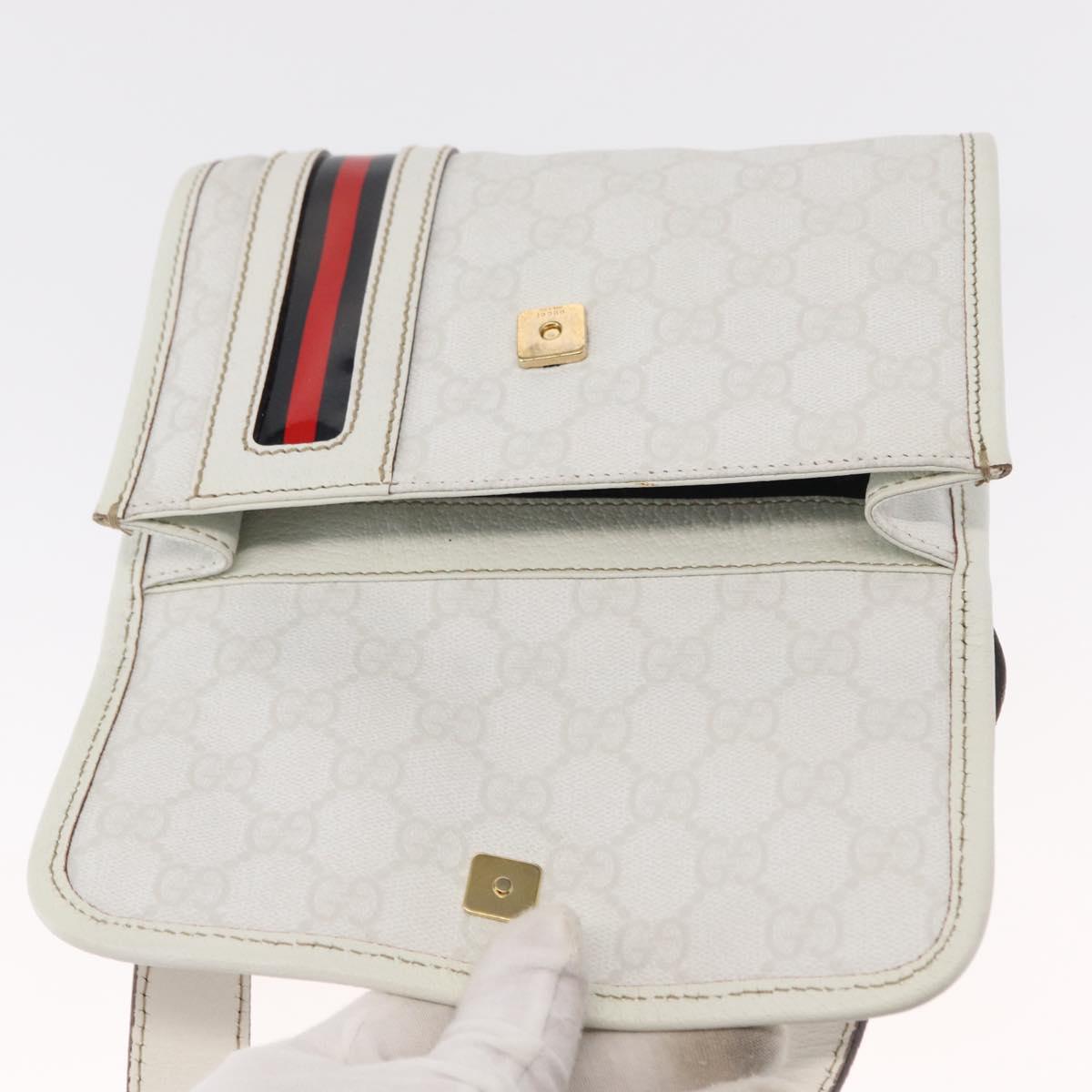 GUCCI GG Supreme Sherry Line Waist bag PVC White Gold 152597 Auth fm4959