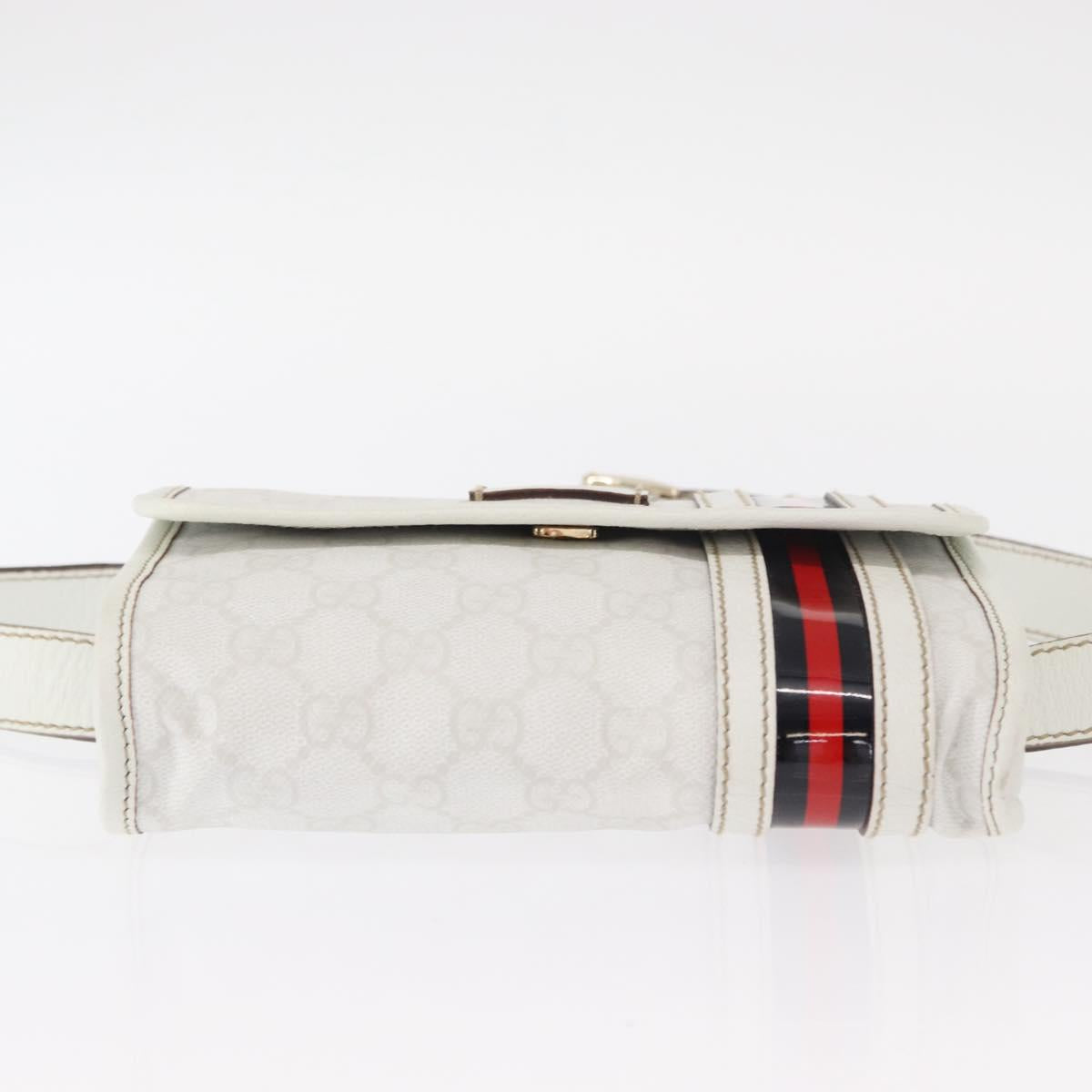 GUCCI GG Supreme Sherry Line Waist bag PVC White Gold 152597 Auth fm4959
