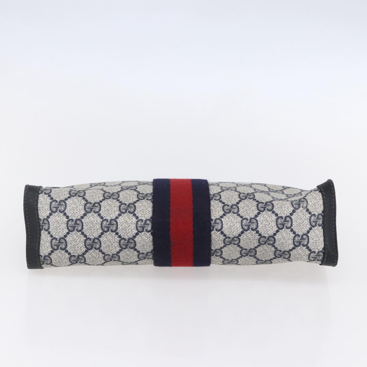 GUCCI GG Supreme Sherry Line Clutch Bag PVC Red Navy 84 014 2125 28 Auth fm4960