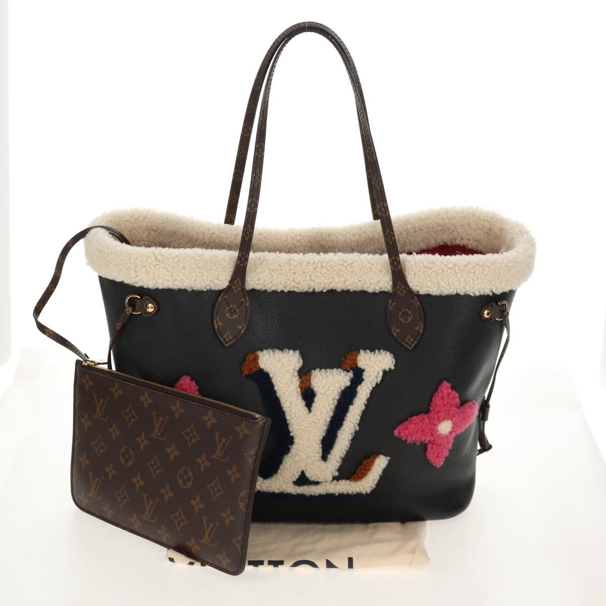 LOUIS VUITTON Monogram Teddy Neverfull MM Tote Bag Black M56960 LV Auth fm4970SM