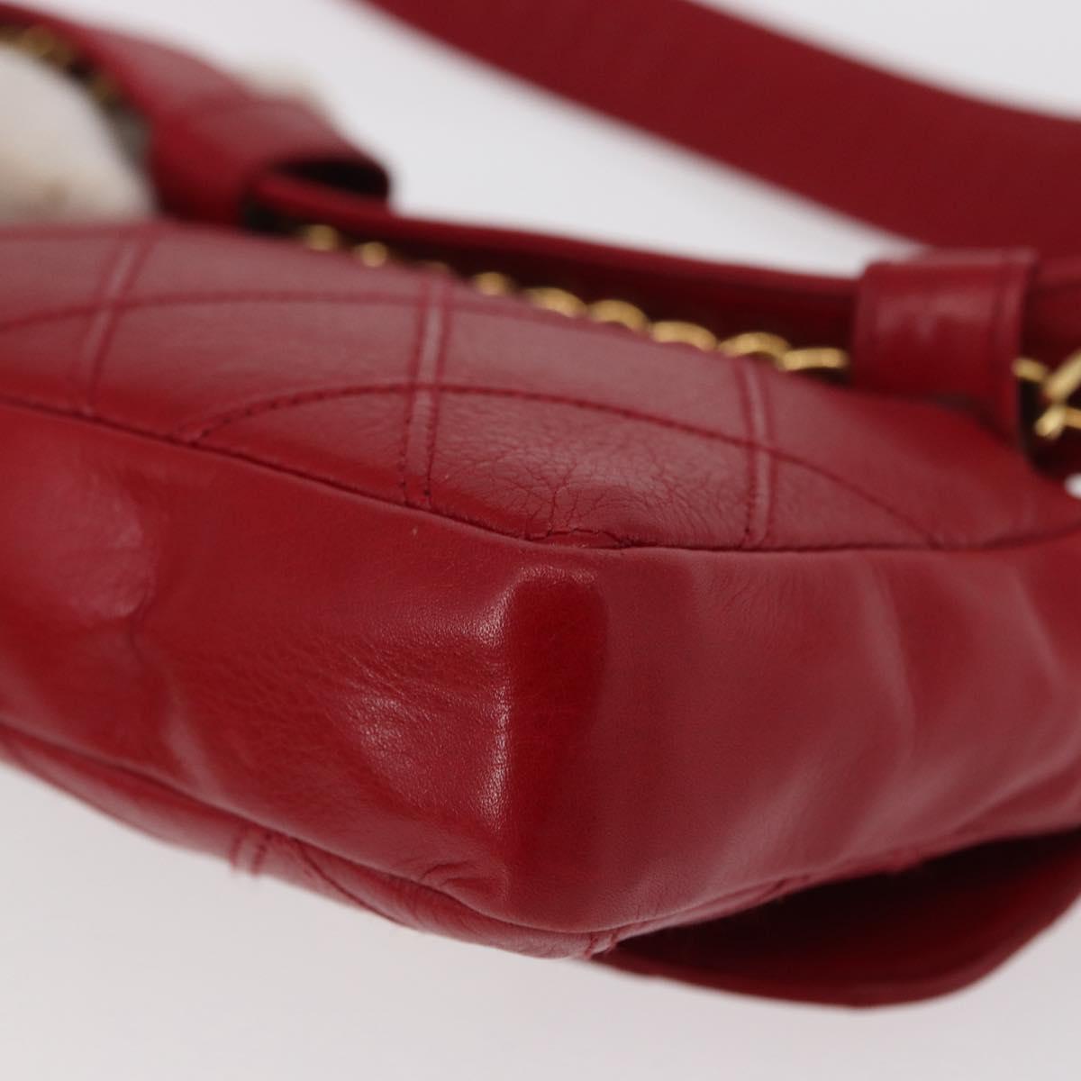 CHANEL Bicolore Waist bag Lamb Skin Red Gold CC Auth fm4971