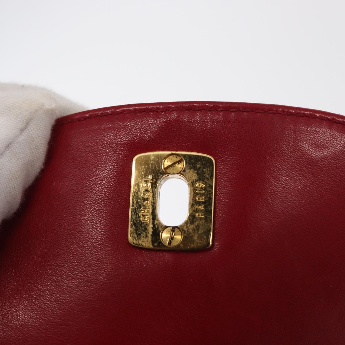 CHANEL Bicolore Waist bag Lamb Skin Red Gold CC Auth fm4971