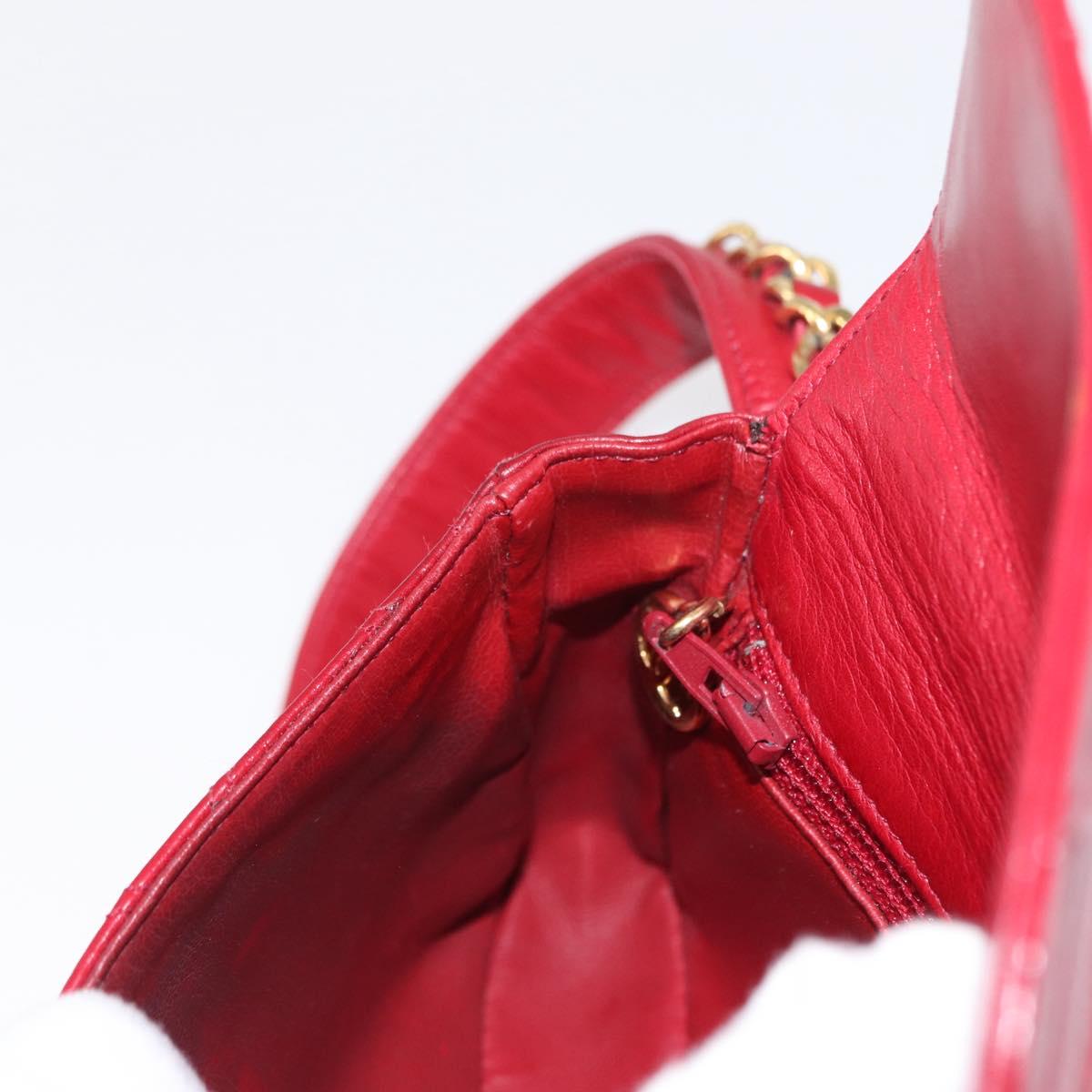 CHANEL Bicolore Waist bag Lamb Skin Red Gold CC Auth fm4971