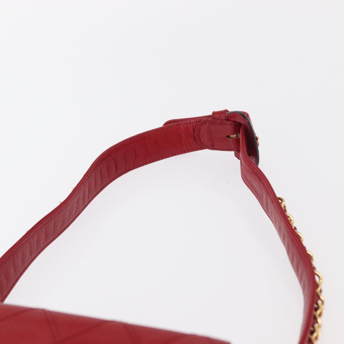 CHANEL Bicolore Waist bag Lamb Skin Red Gold CC Auth fm4971