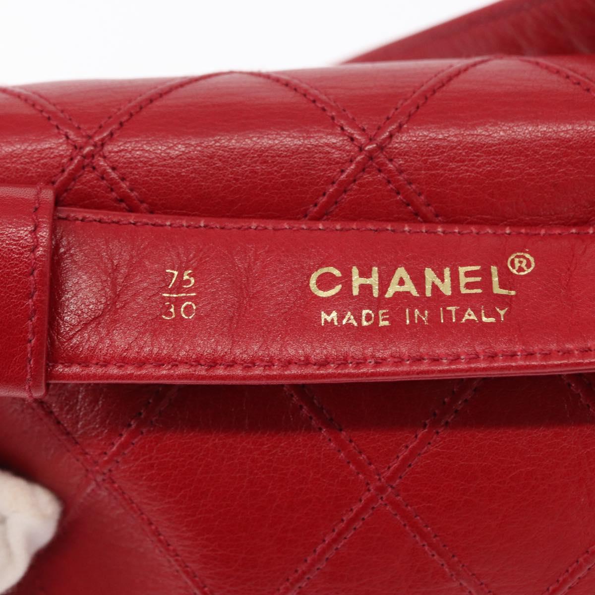 CHANEL Bicolore Waist bag Lamb Skin Red Gold CC Auth fm4971