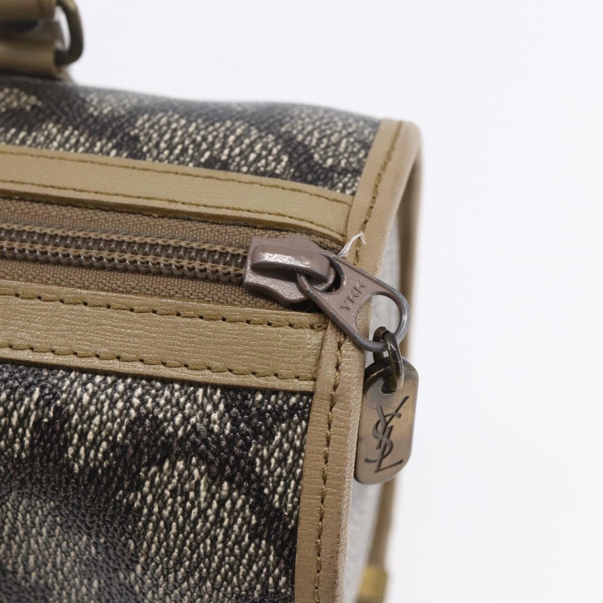 SAINT LAURENT Hand Bag PVC Canvas Gray Beige Auth fm4973