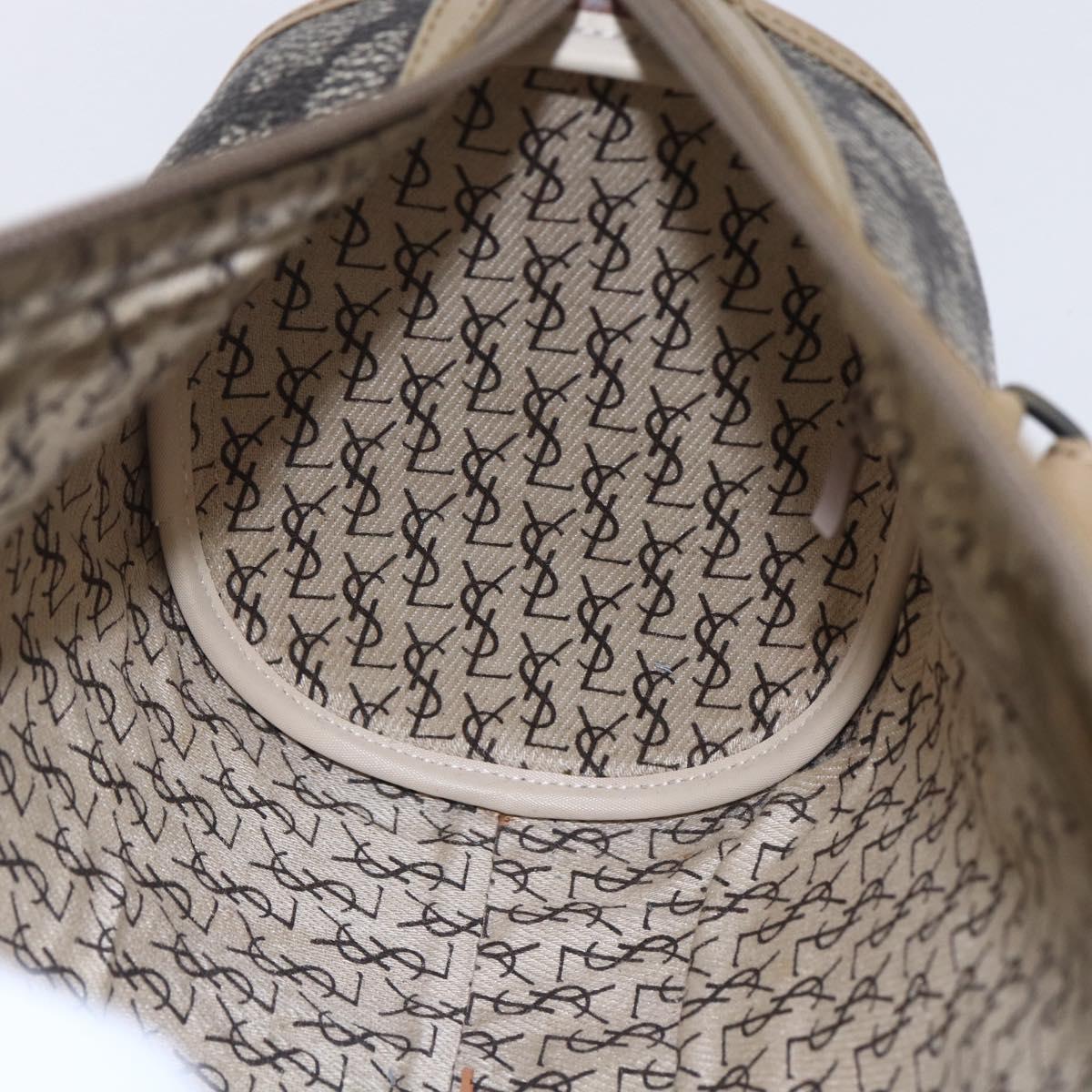 SAINT LAURENT Hand Bag PVC Canvas Gray Beige Auth fm4973