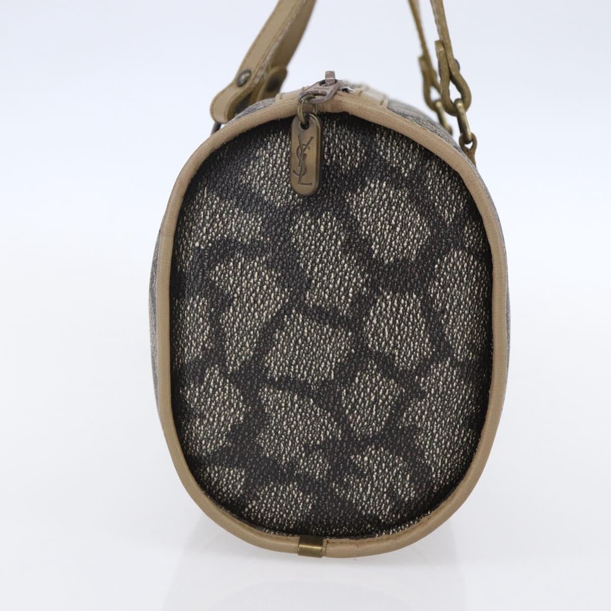 SAINT LAURENT Hand Bag PVC Canvas Gray Beige Auth fm4973