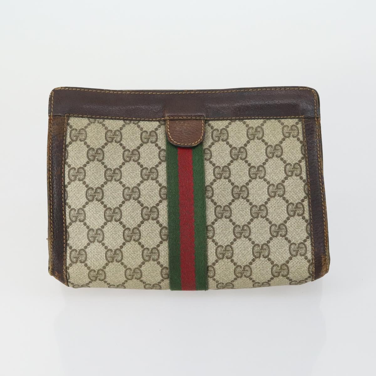 GUCCI GG Canvas Shoulder Bag Leather 6 Set Beige Black Navy Auth fm4975