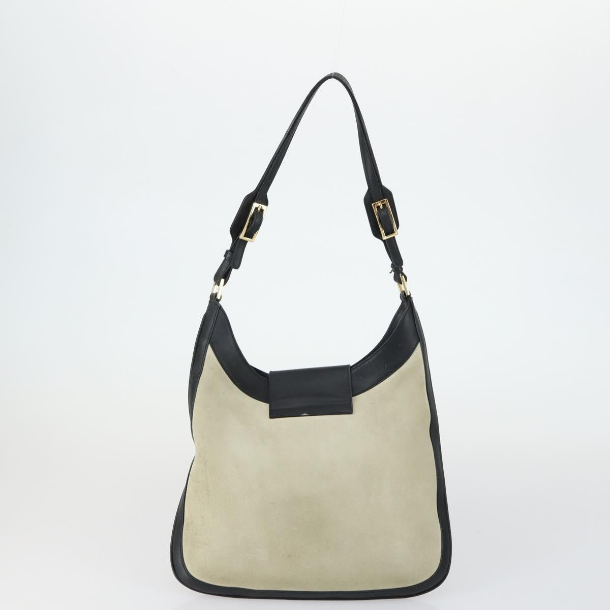 GUCCI GG Canvas Shoulder Bag Leather 6 Set Beige Black Navy Auth fm4975