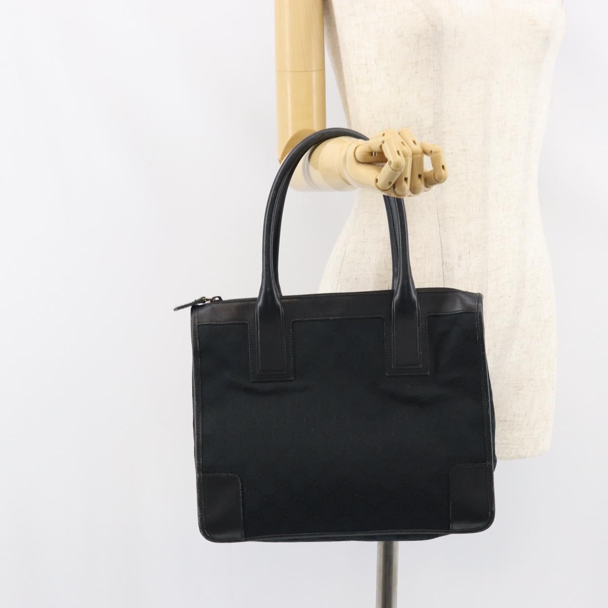 GUCCI GG Canvas Tote Bag Black Silver 000 0855 Auth fm4978