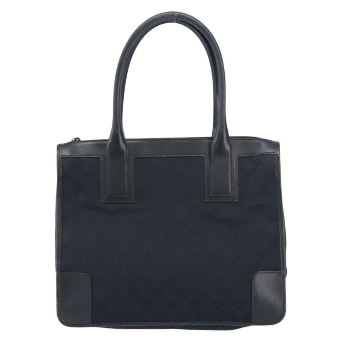 GUCCI GG Canvas Tote Bag Black Silver 000 0855 Auth fm4978