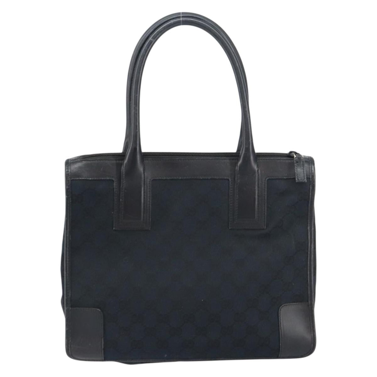 GUCCI GG Canvas Tote Bag Black Silver 000 0855 Auth fm4978