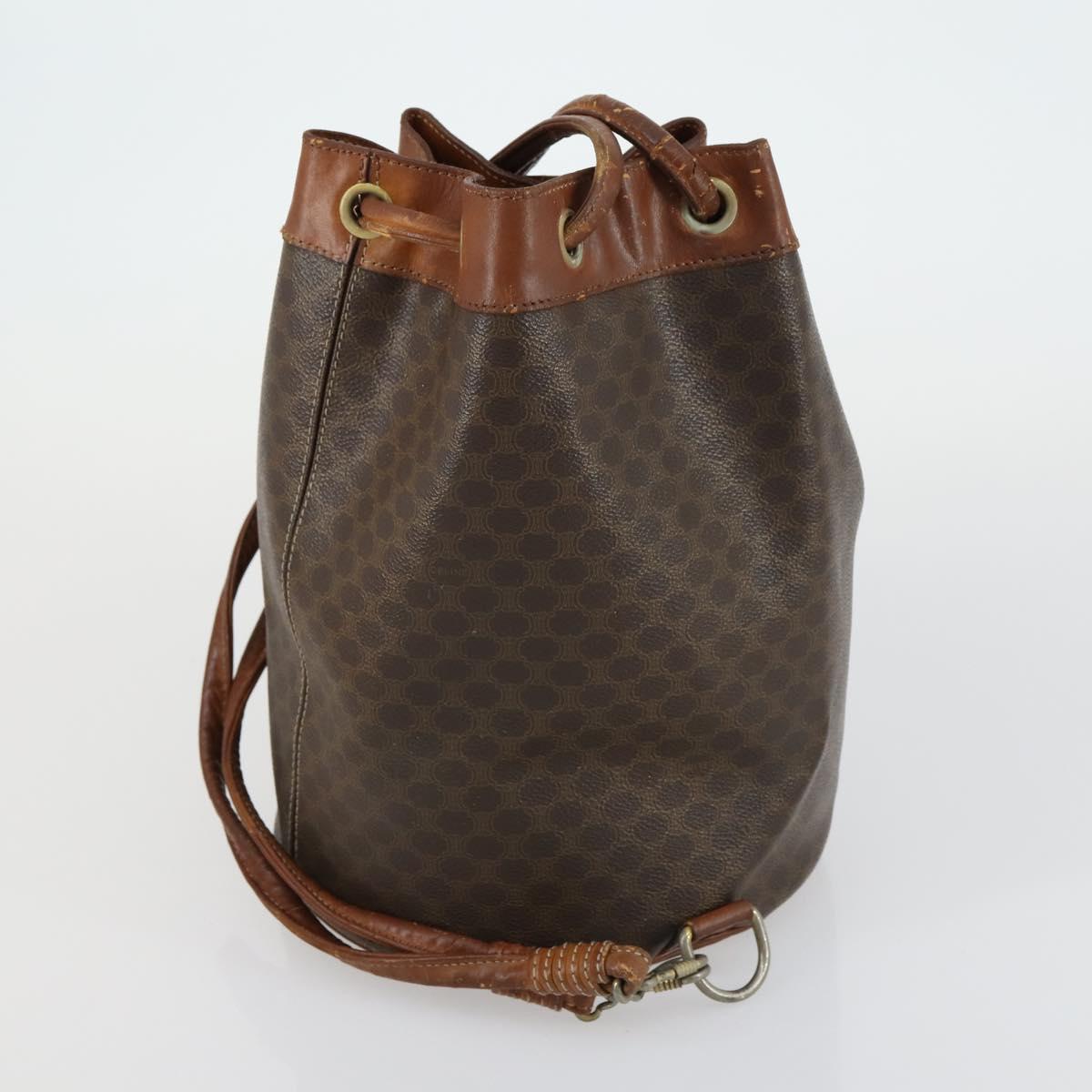 CELINE Macadam Canvas Shoulder Bag PVC Leather 3 Set Red Brown Auth fm4983