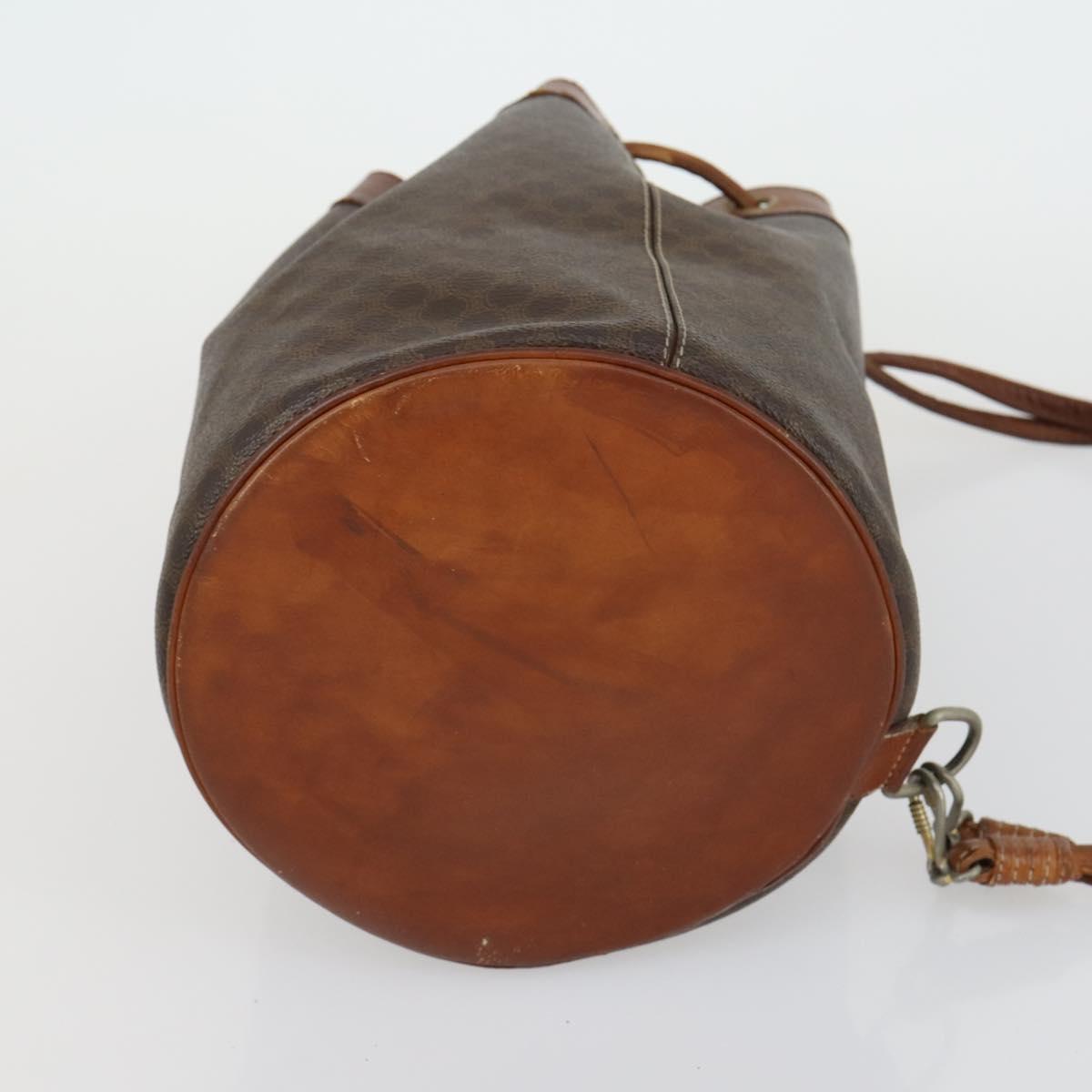 CELINE Macadam Canvas Shoulder Bag PVC Leather 3 Set Red Brown Auth fm4983