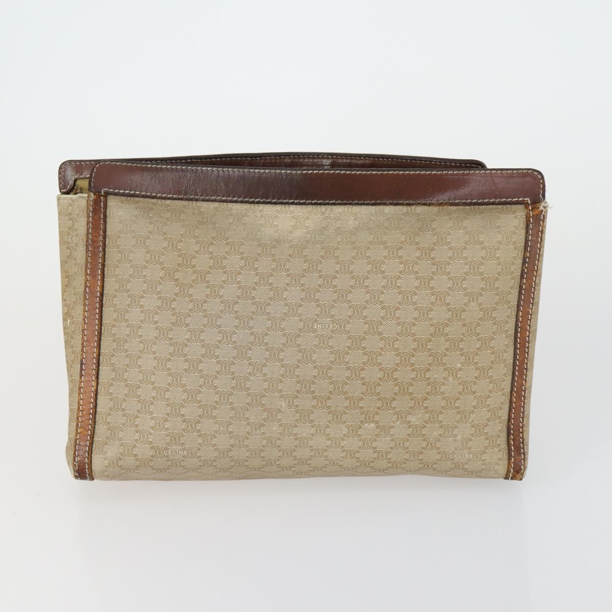 CELINE Macadam Canvas Clutch Bag PVC Leather 4 Set Beige White Auth fm4984