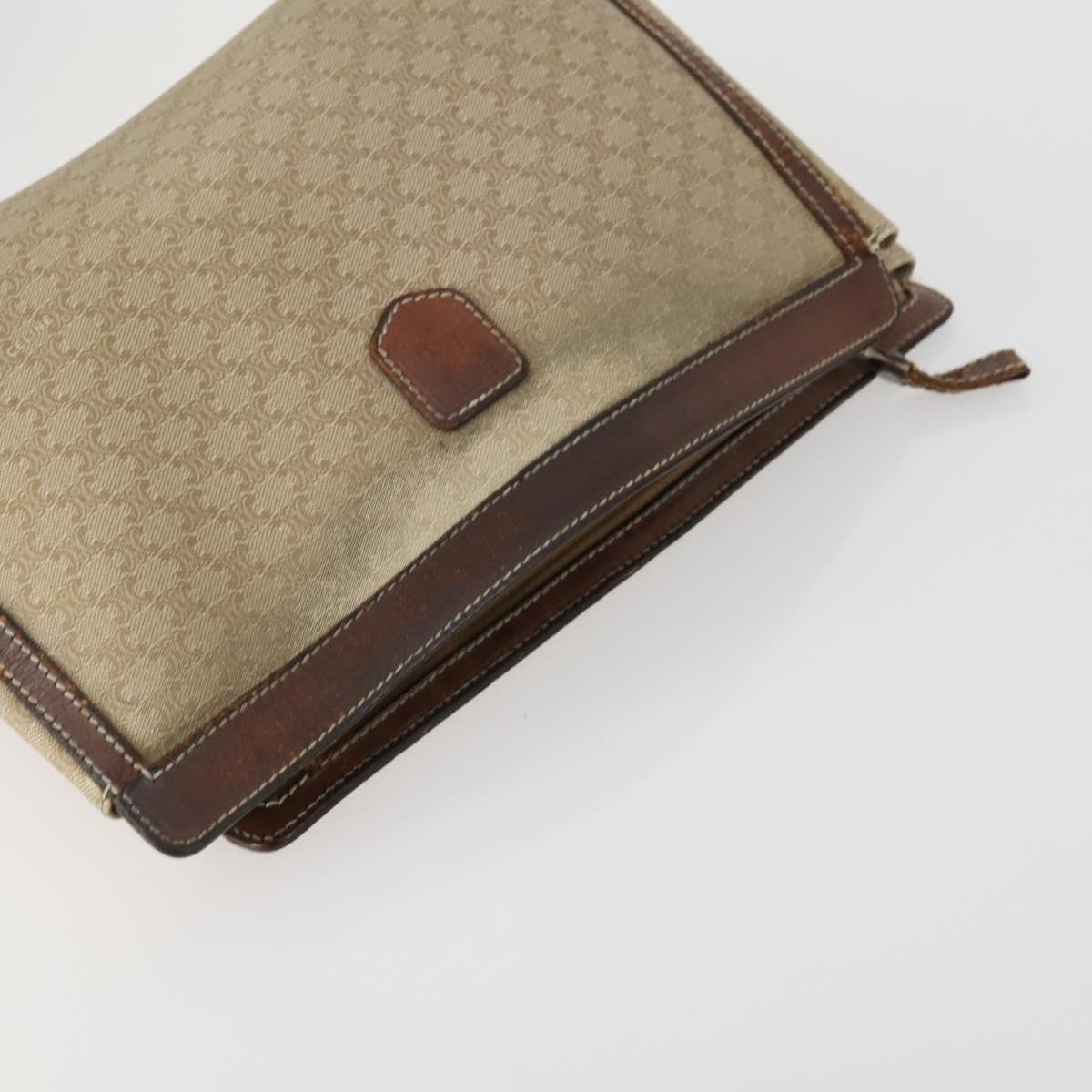 CELINE Macadam Canvas Clutch Bag PVC Leather 4 Set Beige White Auth fm4984