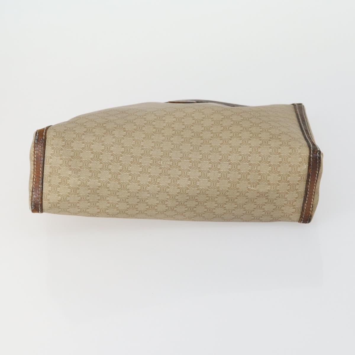 CELINE Macadam Canvas Clutch Bag PVC Leather 4 Set Beige White Auth fm4984