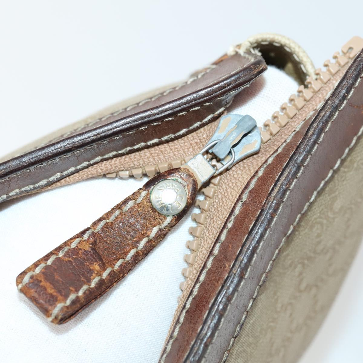 CELINE Macadam Canvas Clutch Bag PVC Leather 4 Set Beige White Auth fm4984