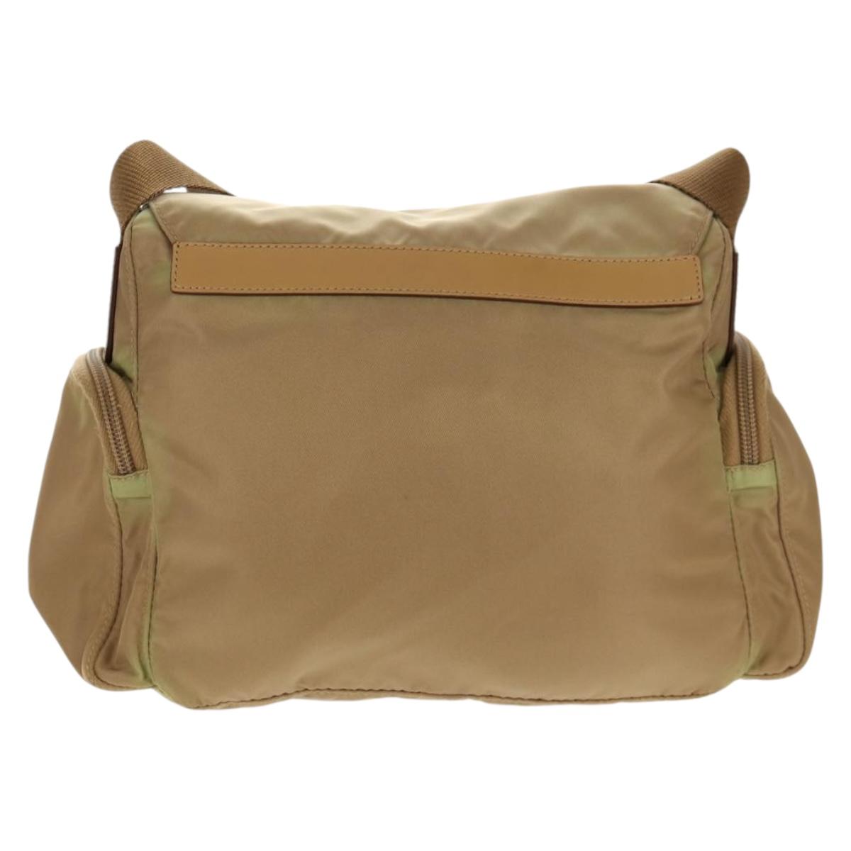 PRADA Shoulder Bag Nylon Khaki Silver Auth fm4987