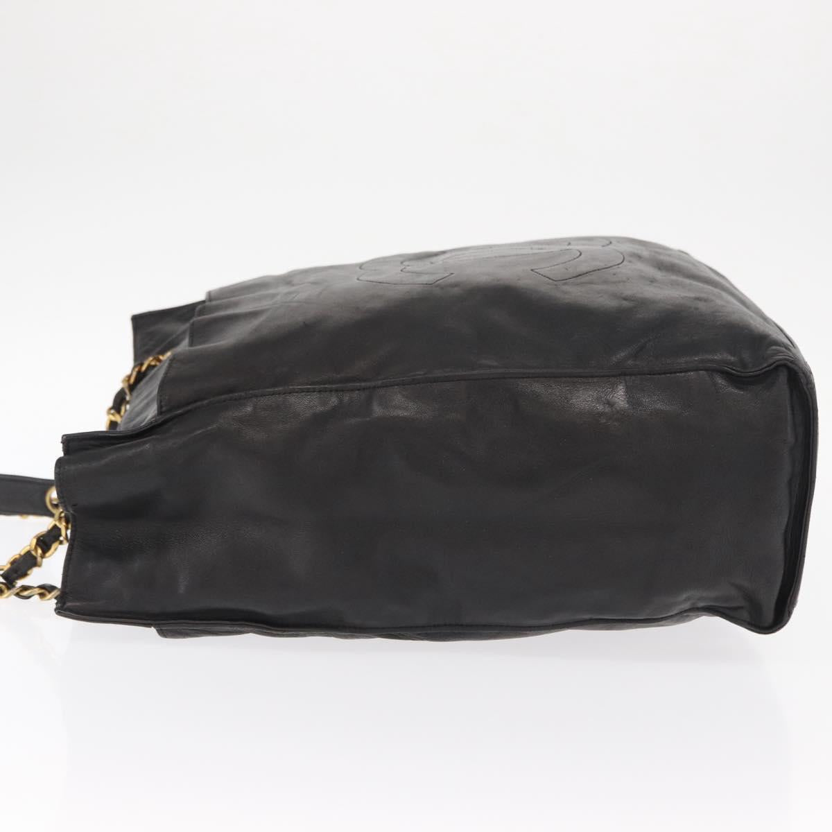 CHANEL COCO Mark Chain Shoulder Bag Leather Black Gold CC Auth fm4991