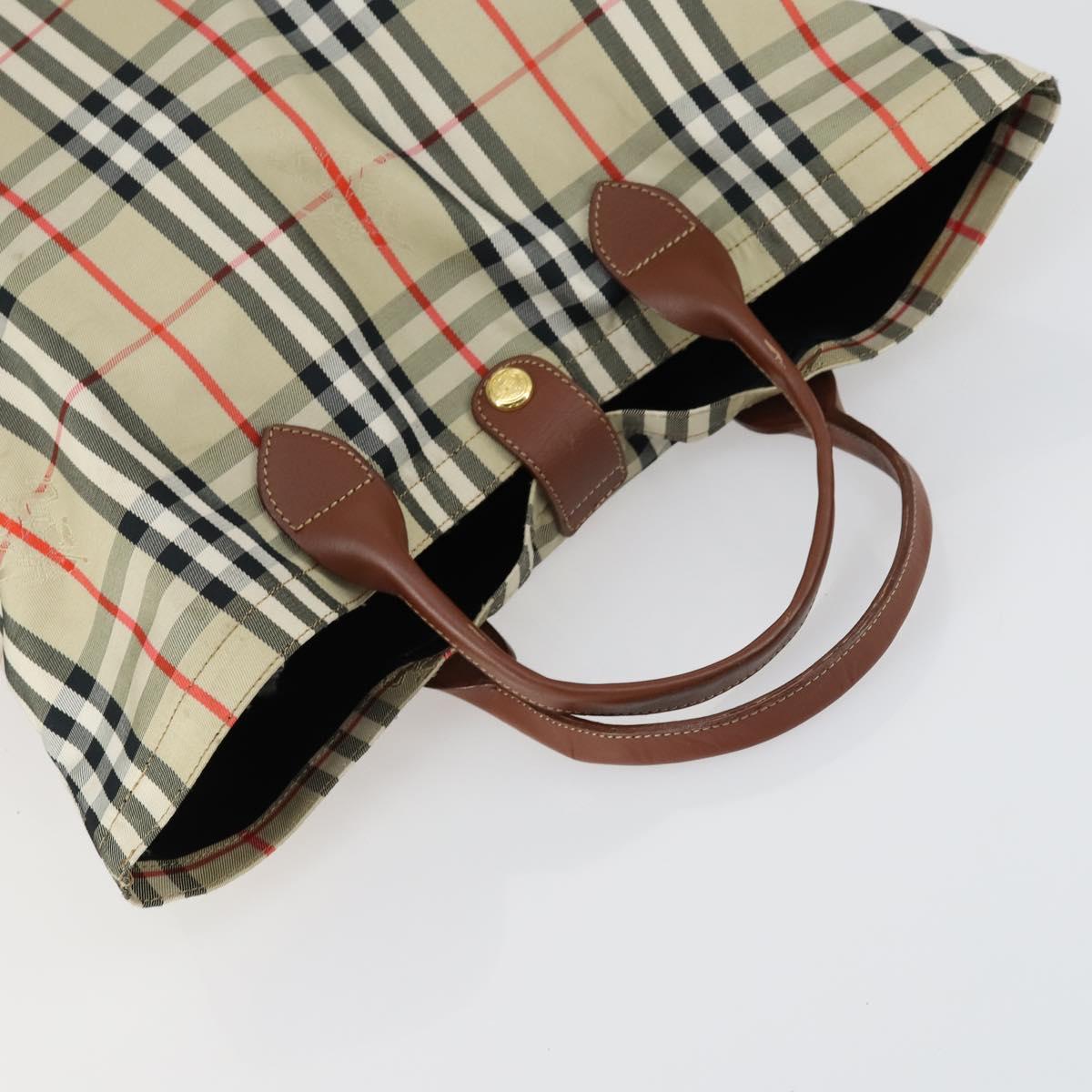 BURBERRY Nova Check Hand Bag PVC Leather Canvas 2 Set Beige Auth fm5002