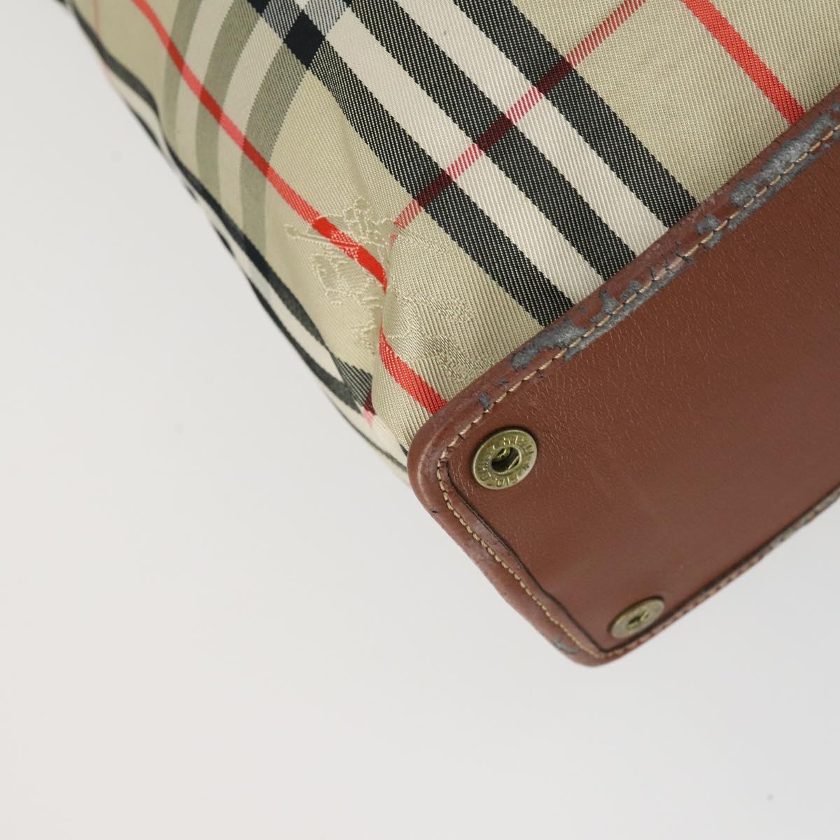 BURBERRY Nova Check Hand Bag PVC Leather Canvas 2 Set Beige Auth fm5002