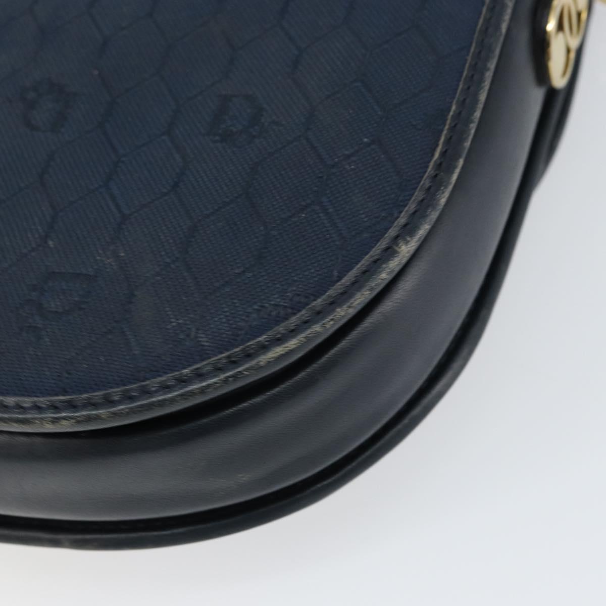 Christian Dior Honeycomb Canvas Shoulder Bag Navy Gold Auth fm5004