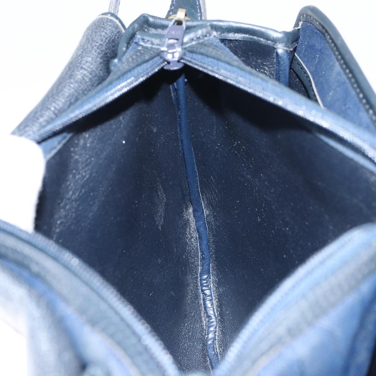 Christian Dior Honeycomb Canvas Shoulder Bag Navy Gold Auth fm5004