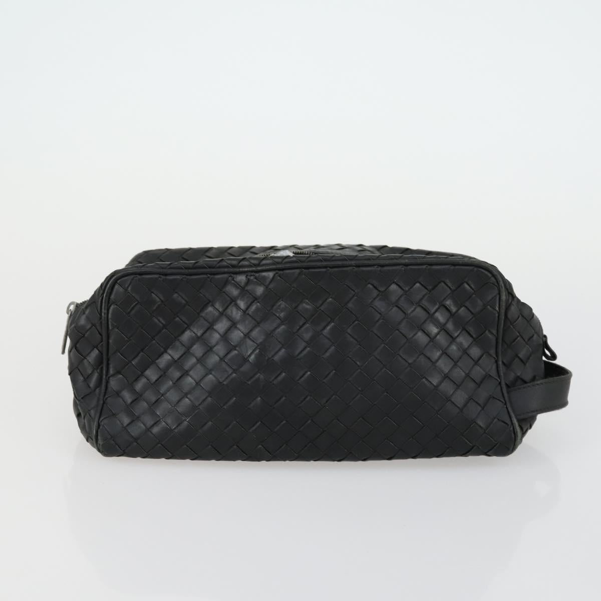 BOTTEGA VENETA INTRECCIATO Bag Leather Nylon 3 Set Beige Black Auth fm5006