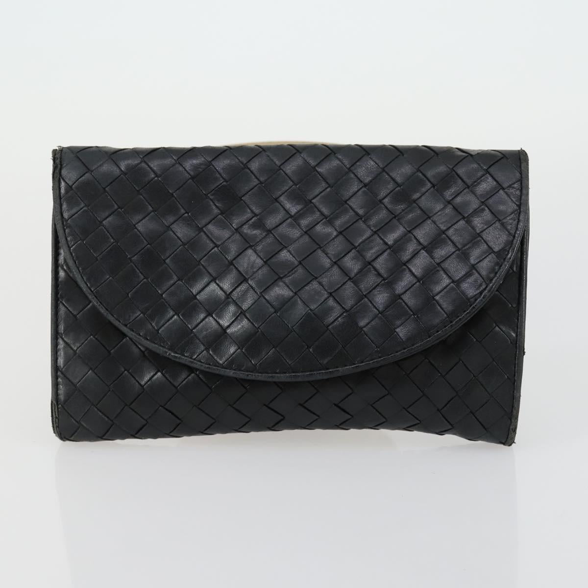 BOTTEGA VENETA INTRECCIATO Bag Leather Nylon 3 Set Beige Black Auth fm5006