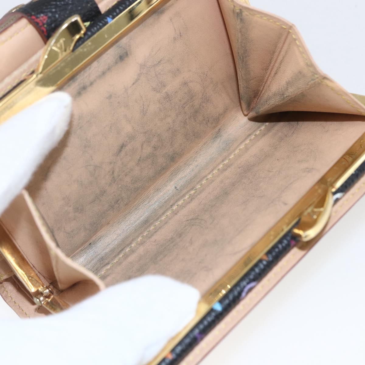 LOUIS VUITTON Multicolor Portefeuille Viennois Wallet Black M92988 Auth fm5009