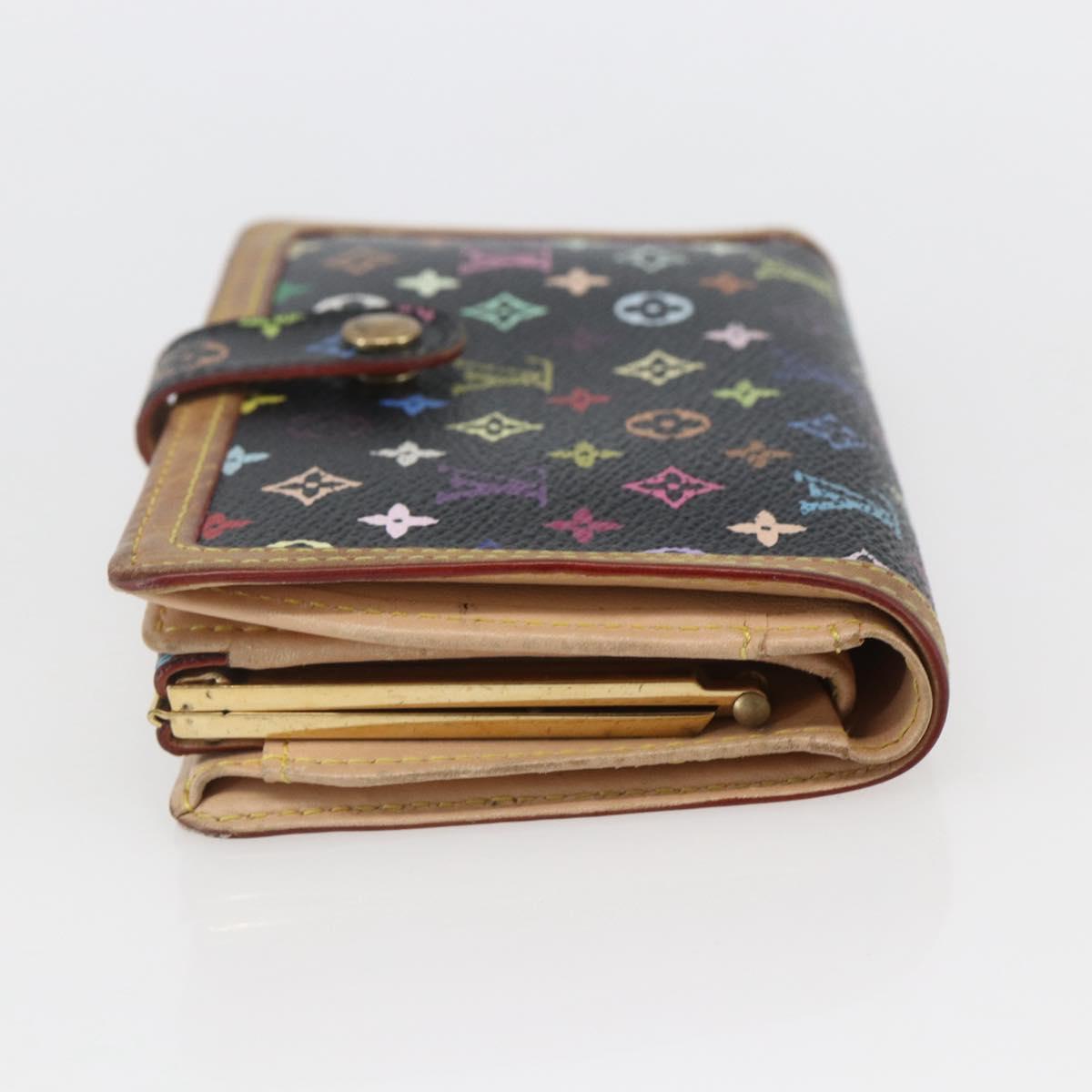 LOUIS VUITTON Multicolor Portefeuille Viennois Wallet Black M92988 Auth fm5009