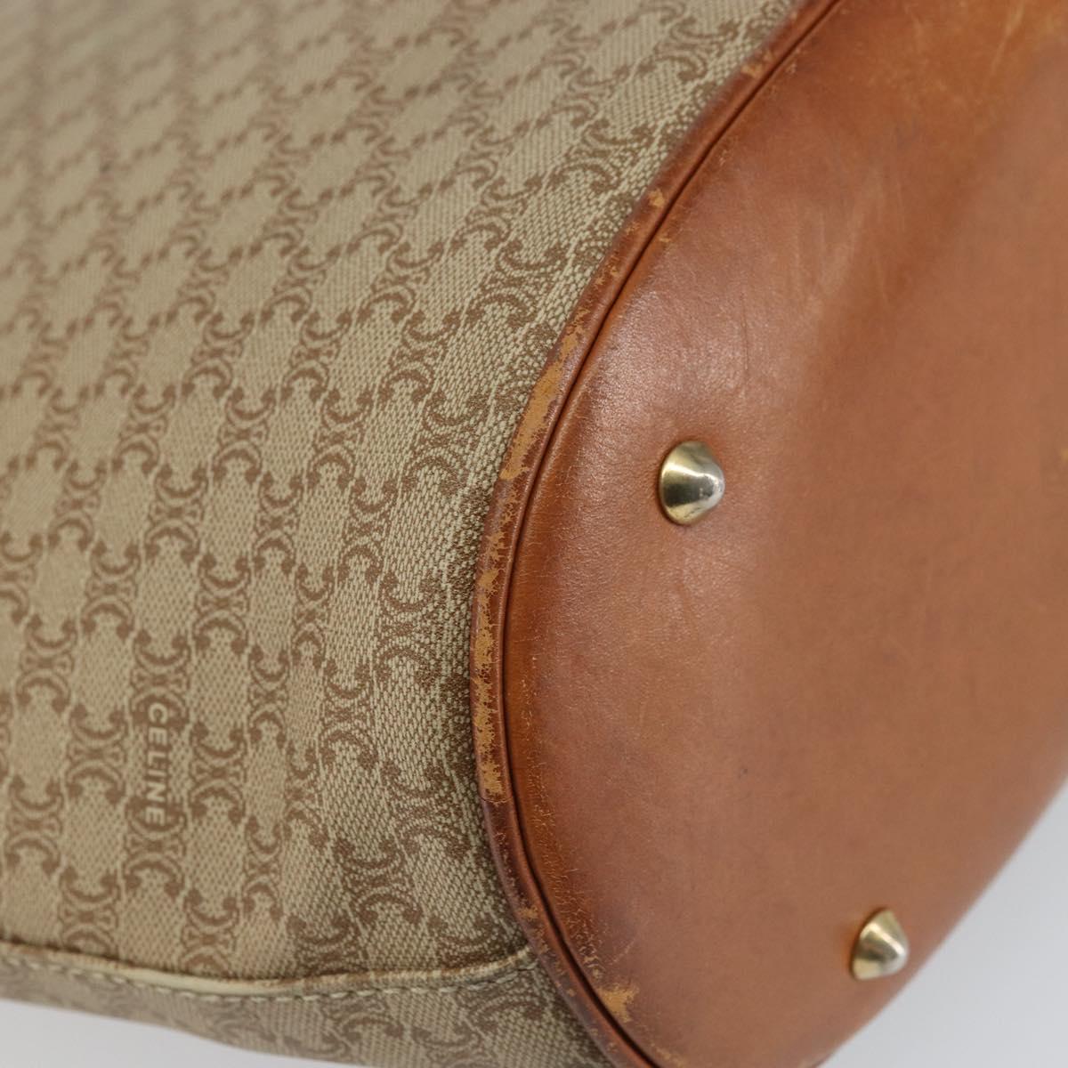 CELINE Macadam Canvas Tote Bag PVC Beige Gold Auth fm5010