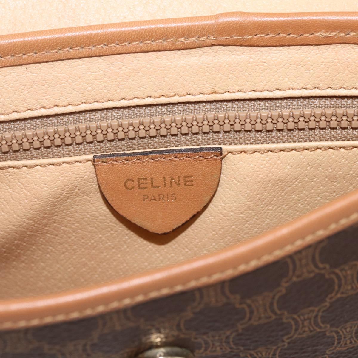 CELINE Macadam Canvas Shoulder Bag PVC Leather Brown Gold Auth fm5013
