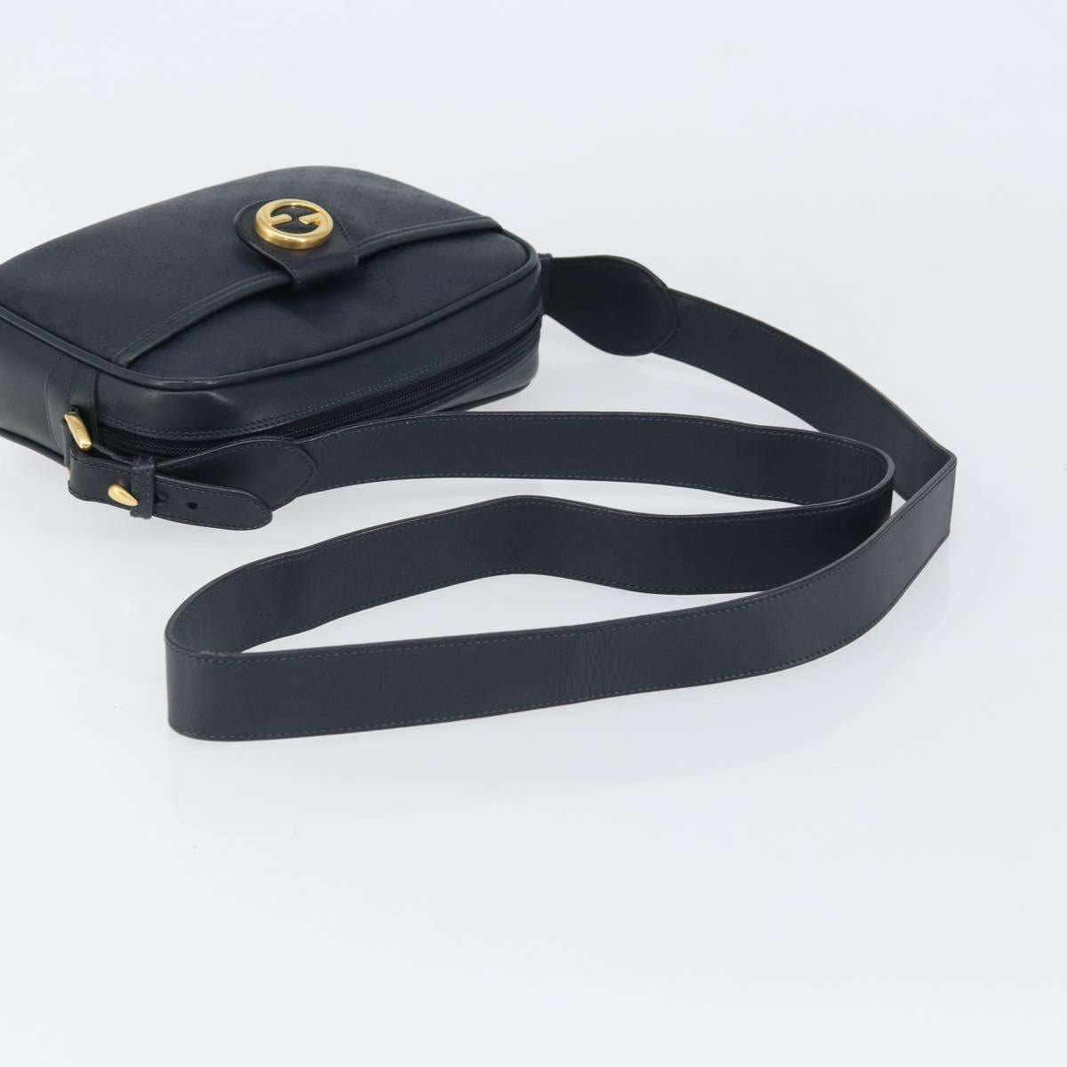 GUCCI Micro GG Supreme Bag PVC Leather Black Gold 007 01422 0137 Auth fm5014