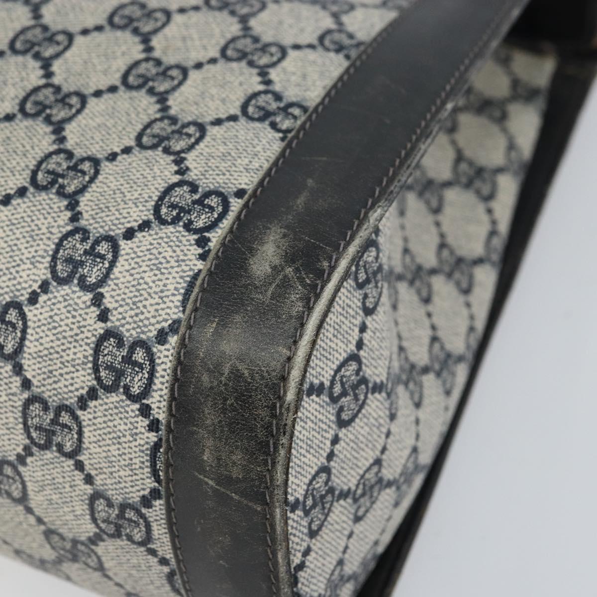 GUCCI GG Canvas Sherry Line Hand Bag Navy Gold Auth fm5015