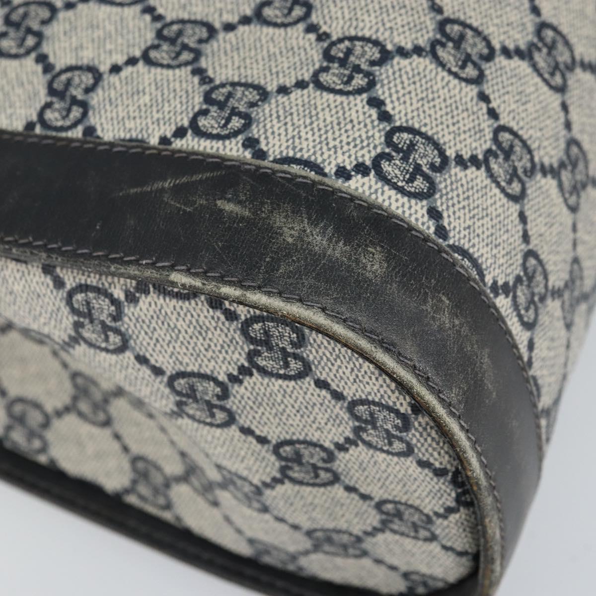 GUCCI GG Canvas Sherry Line Hand Bag Navy Gold Auth fm5015
