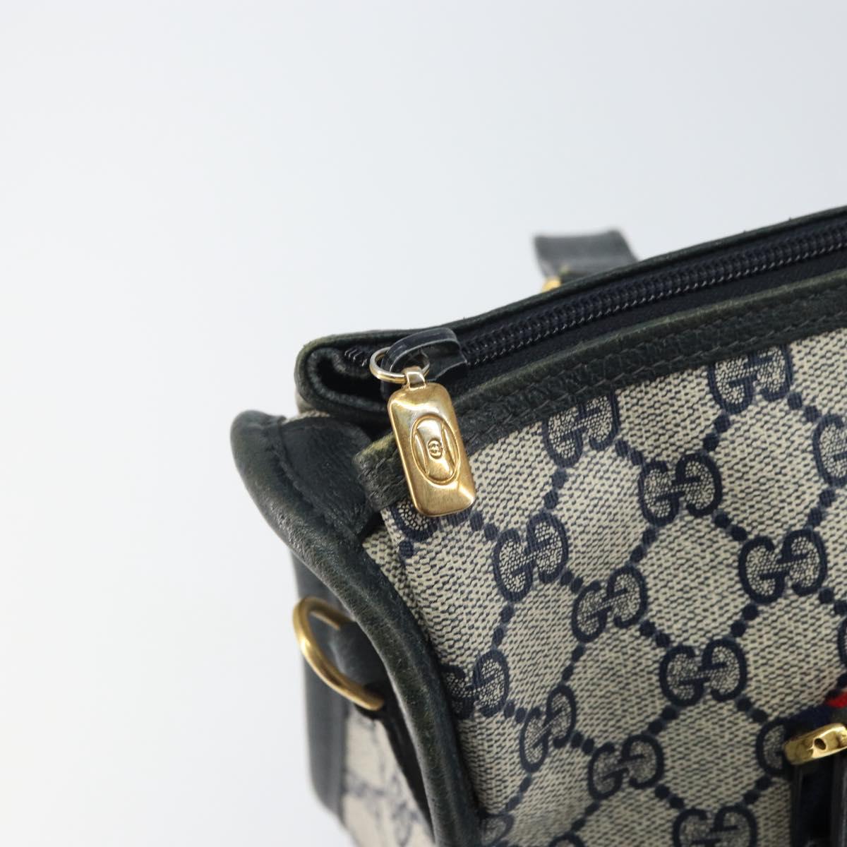 GUCCI GG Supreme Sherry Line Hand Bag PVC Navy Red 39 02 039 Auth fm5016