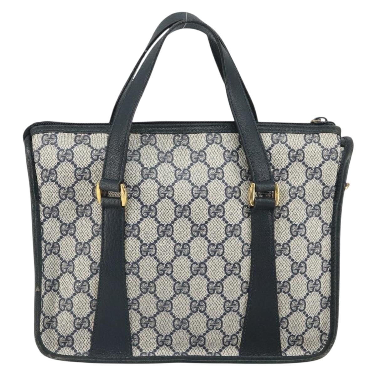 GUCCI GG Supreme Sherry Line Hand Bag PVC Navy Red 39 02 039 Auth fm5016