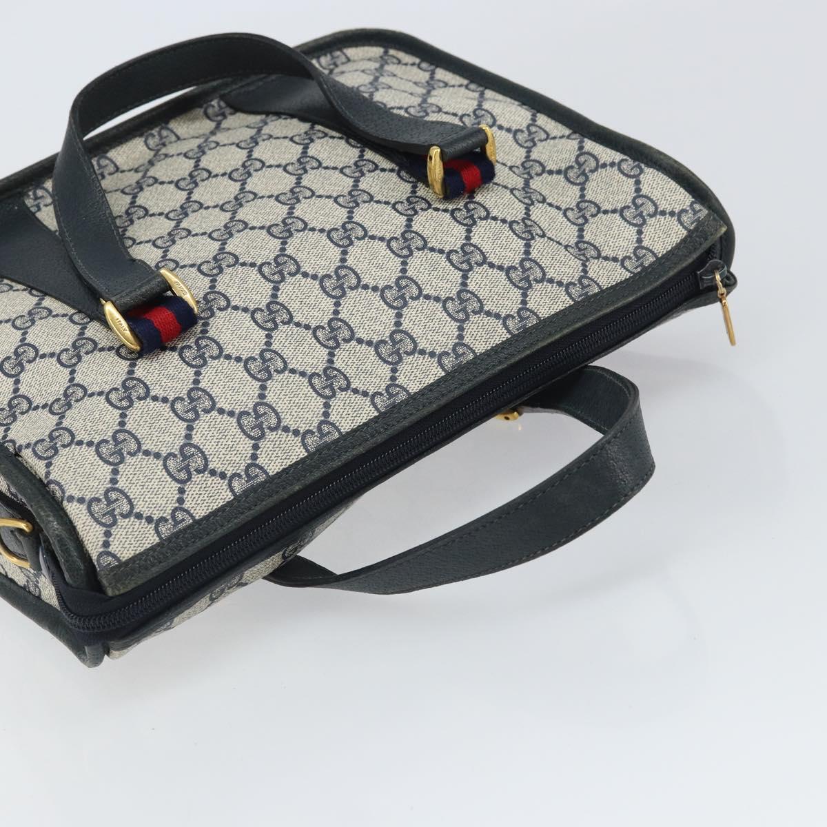 GUCCI GG Supreme Sherry Line Hand Bag PVC Navy Red 39 02 039 Auth fm5016