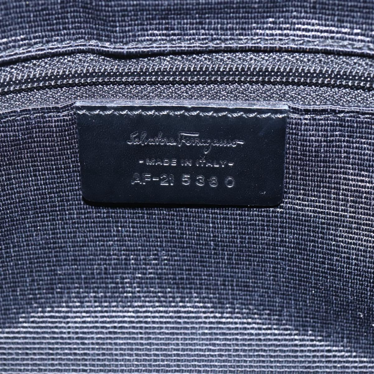Salvatore Ferragamo Gancini Shoulder Bag Canvas Black Silver Auth fm5022V