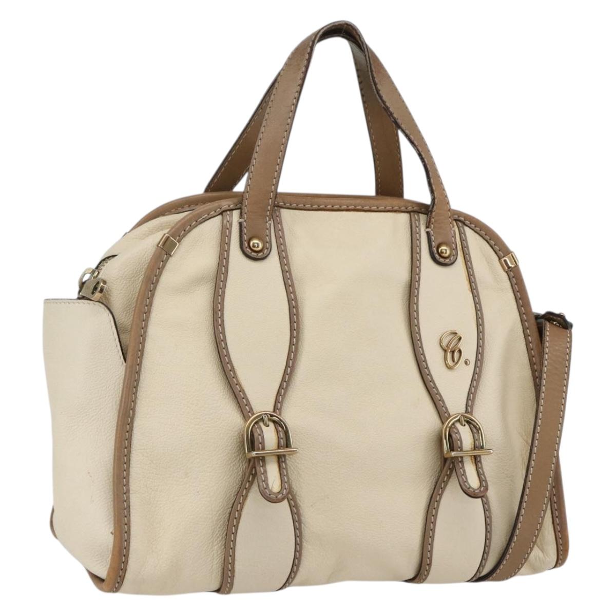 Chloe Hand Bag Leather 2way Beige Gold Auth fm5023