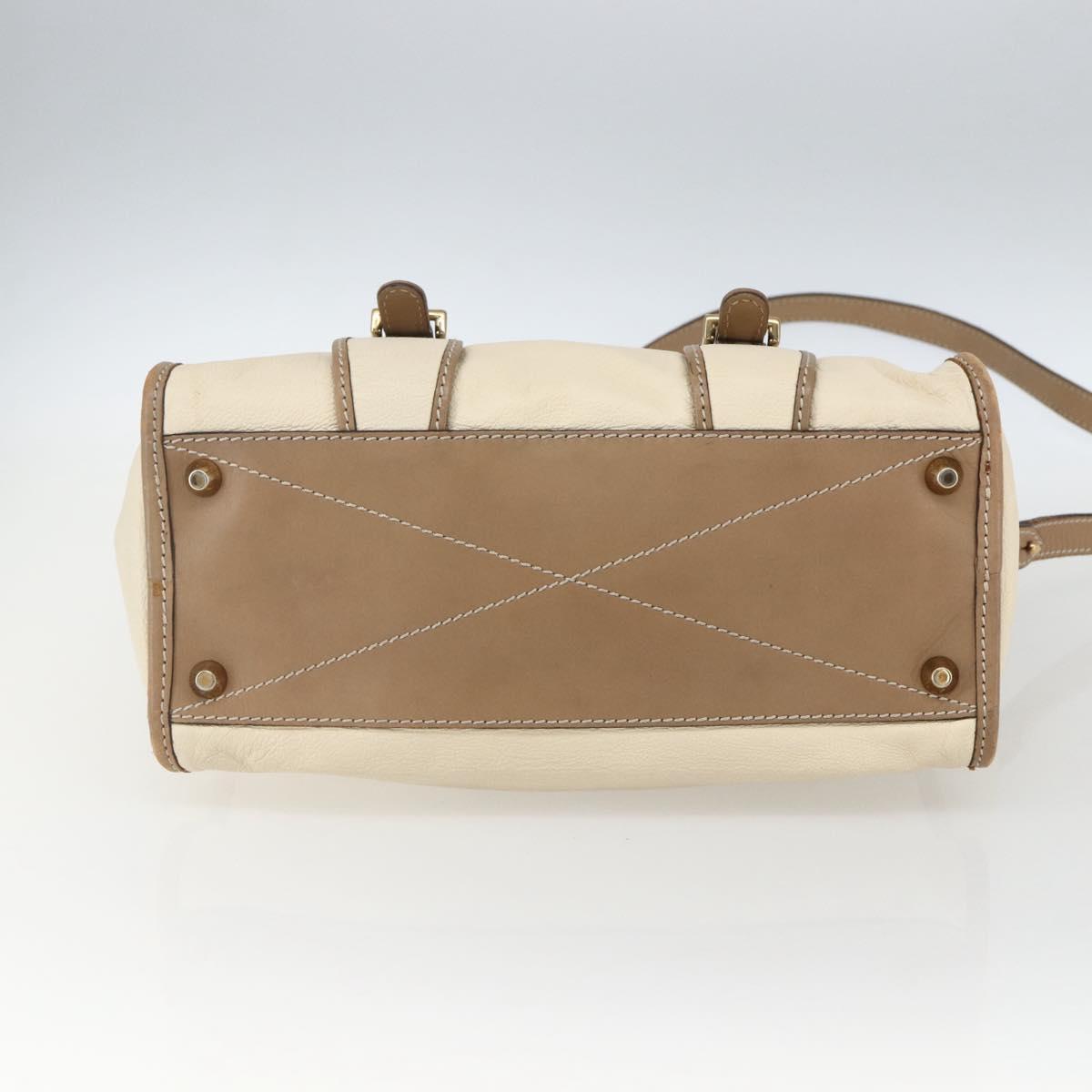 Chloe Hand Bag Leather 2way Beige Gold Auth fm5023