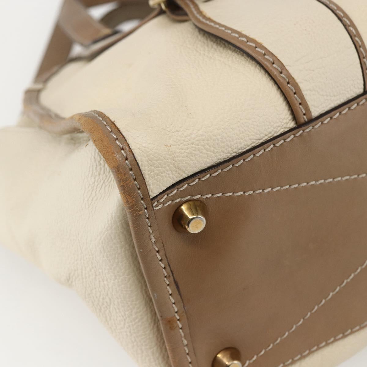 Chloe Hand Bag Leather 2way Beige Gold Auth fm5023